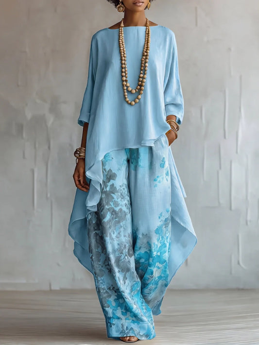 Ginevra | Conjunto Fluido con Estampado Floral y Diseño Asimétrico