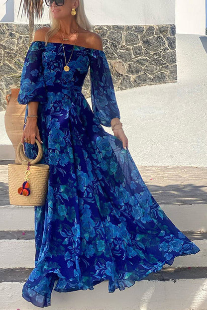 FRANCESCA | VESTIDO MAXI FLORAL CON HOMBROS AL AIRE