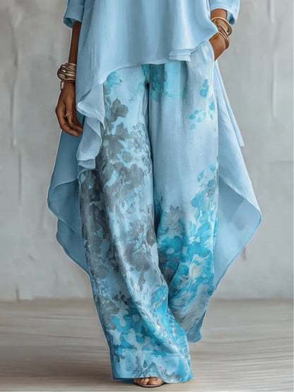 Ginevra | Conjunto Fluido con Estampado Floral y Diseño Asimétrico