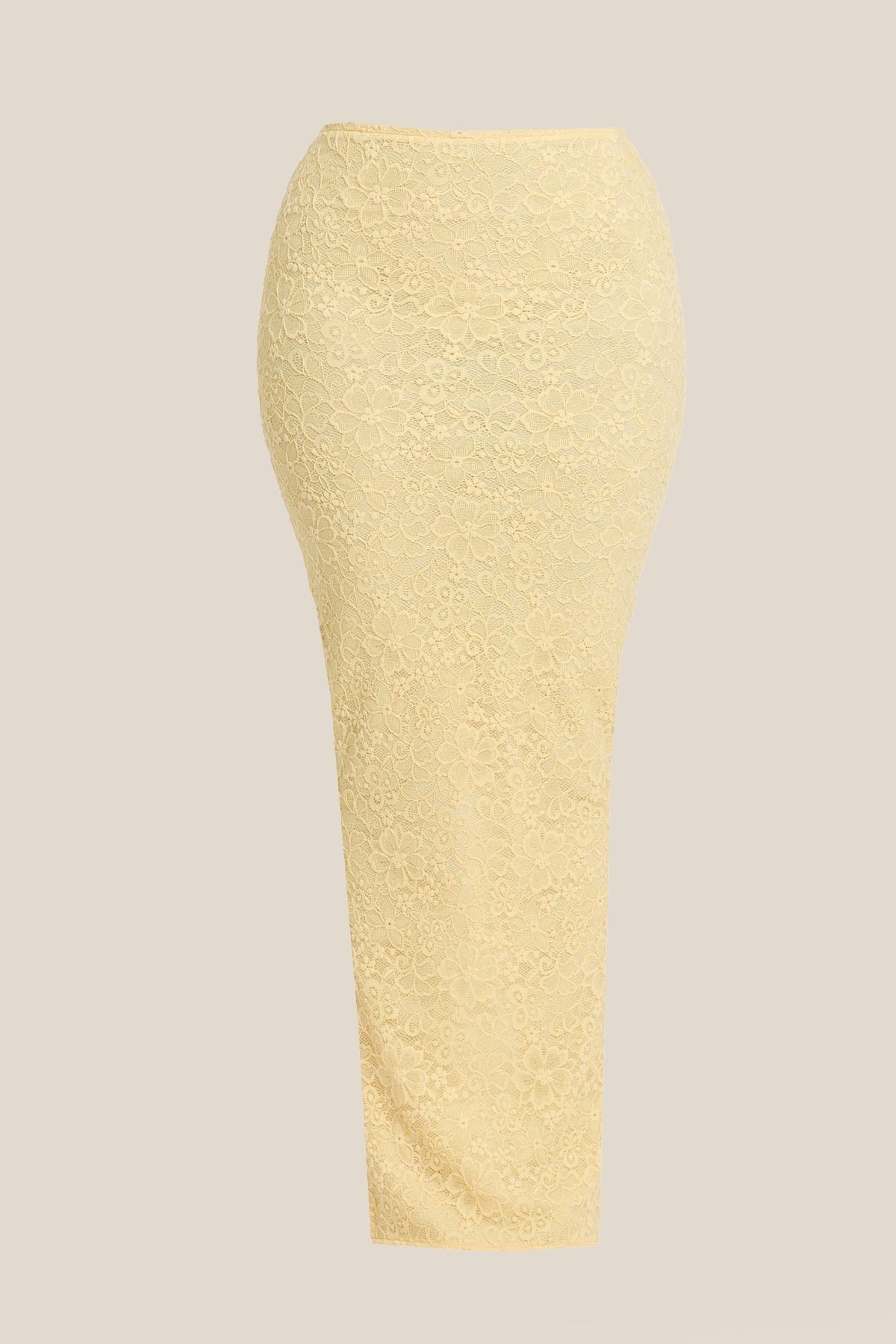 Conjunto de Maxifalda y Corsé de Encaje Ajustado en Amarillo