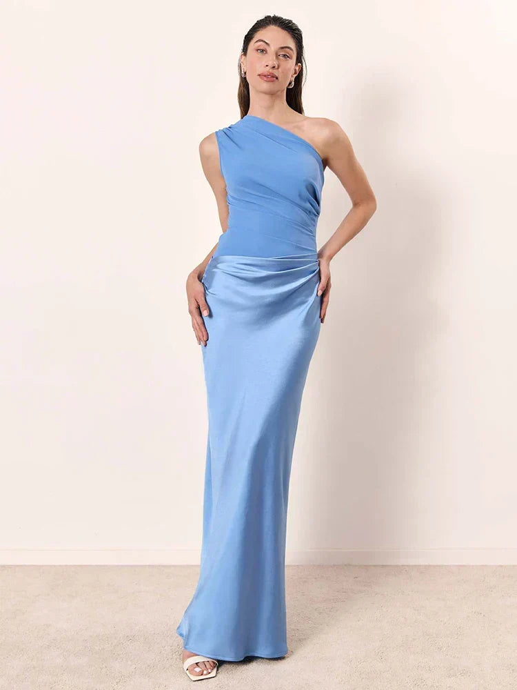 LUNA™ | VESTIDO MAXI DE SATÉN CON ABERTURA