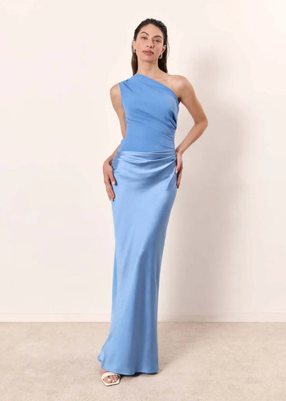 LUNA™ | VESTIDO MAXI DE SATÉN CON ABERTURA
