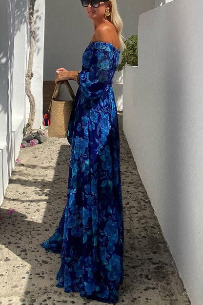 FRANCESCA | VESTIDO MAXI FLORAL CON HOMBROS AL AIRE