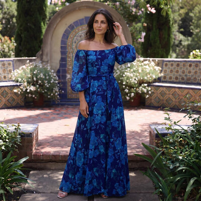 FRANCESCA | VESTIDO MAXI FLORAL CON HOMBROS AL AIRE